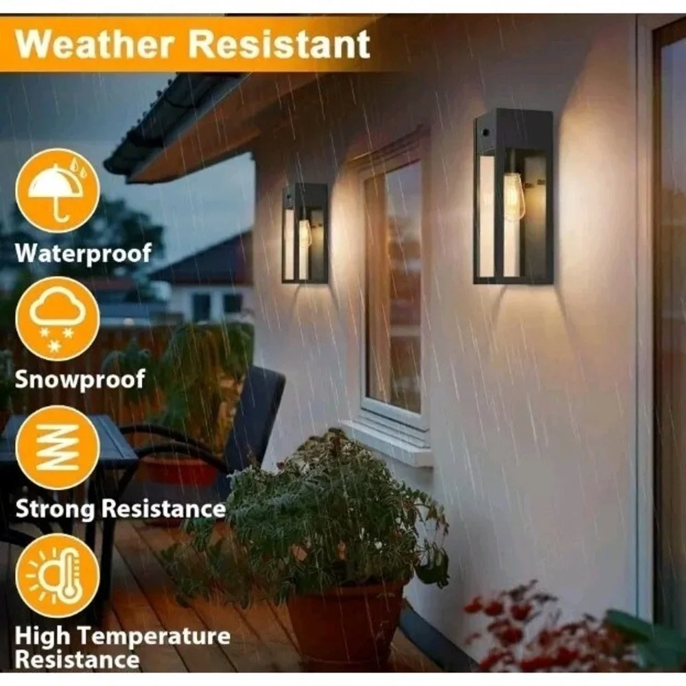 OYKYOHEI Clear Glass Metal Body Modern 120V Wall Lamps Black W/outlet Dusk2dawn